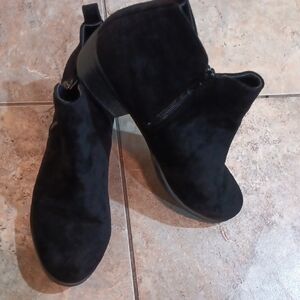 Women’s Black Suede Ankle Boots - Classic Zip Chelsea Style